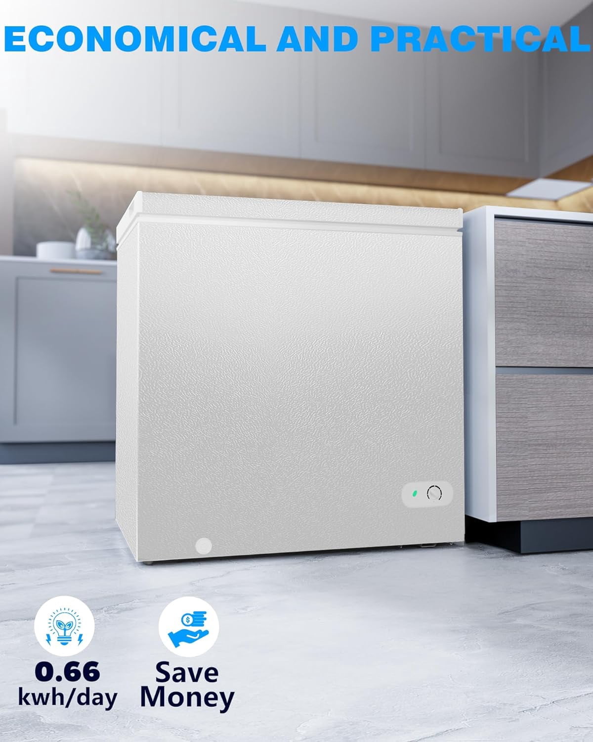 Crzoe 7.0 Cu.Ft Chest Freezer with Removable Basket and Bottom Defrost Water Drain Freestanding Top Open Door, Deep Freezer, Mini Freezer with Adjustable 7 Thermostat for Home/Apartment, White