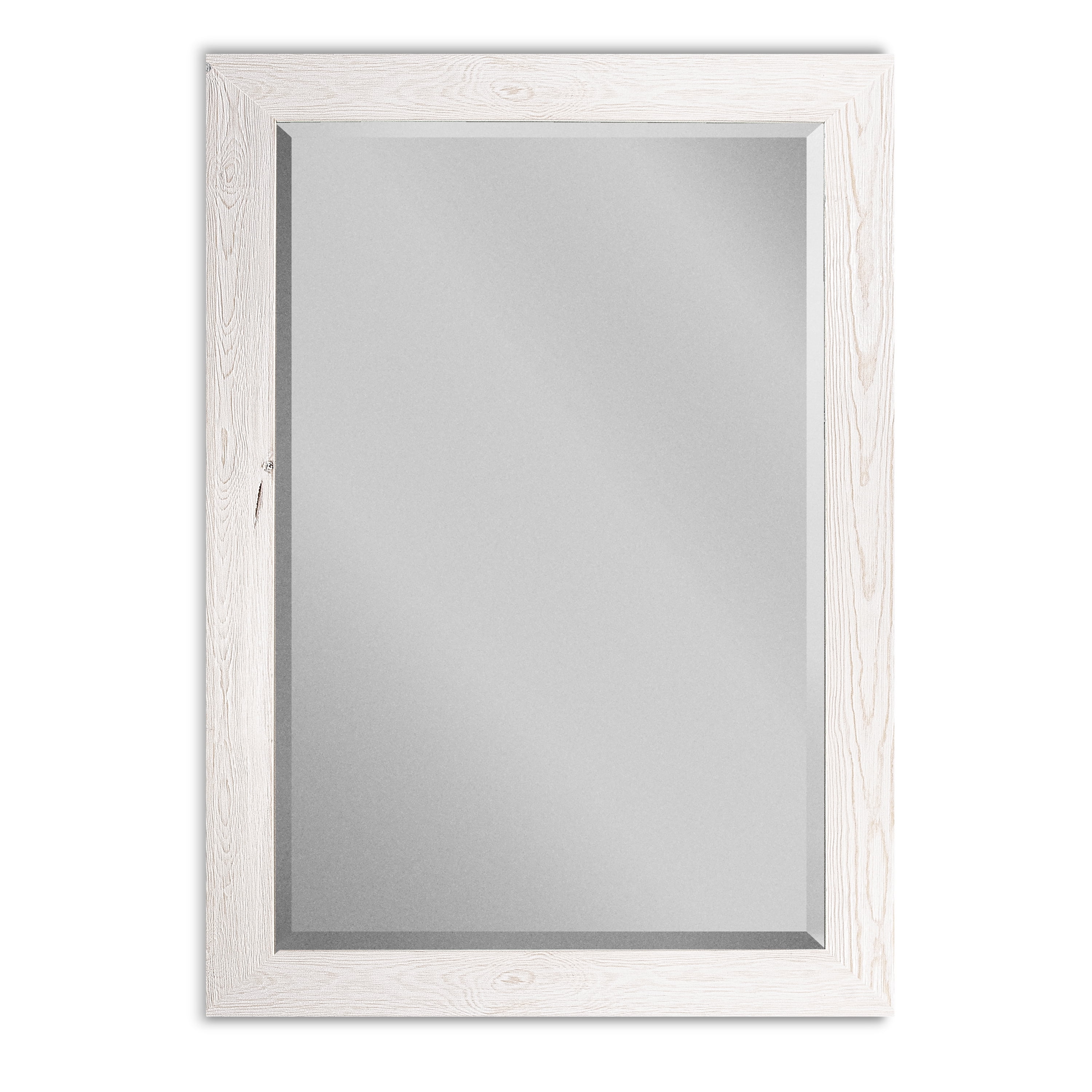 Contemporary Beveled White Mirror