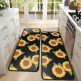 thumbnail image 4 of Sunflower and Leaf Black Pattern Anti Fatigue Kitchen Rugs Set Of 2, Non Slip Washable Decorative Floor Mats for Sink Laundry and Home Use, 17"x47", 4 of 5