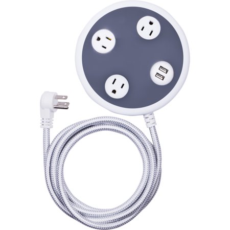 Ge Pro 3 Outlet Power Center Extension Cord 2 Port Usb Charging