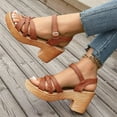 thumbnail image 3 of Dakaela Womens Braided Heel Sandals Open Toe Ankle Buckle Strappy Dress Shoes Wedding Party Pumps, 3 of 7