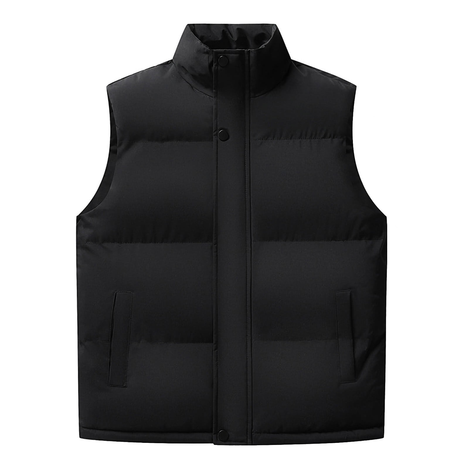 dzxyzu Men's Vest Lined Puffer Vest Sleeveless Mock Neck Down Jacket Outdoor Golf Waistcoat Running Vest Travel Winter Windbreak Coat - Black