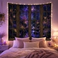 thumbnail image 2 of Fantasy Night Scene Through Window with Waterfall, Dreamy Fantasy for Nature Lovers, Fantasy Wall Art Decor, Housewarming Gift, Tapestry Wall Hanging for Bedroom and Living Room, 2 of 7