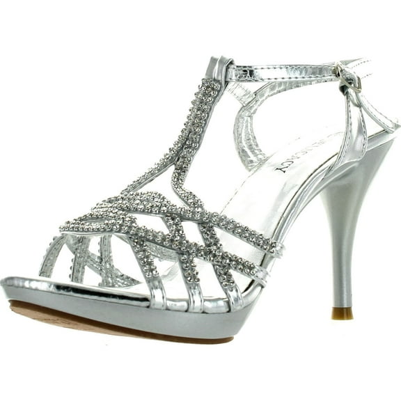 Delicacy Womens ESSENTIAL74 Open Toe Rhinestone Strappy Stiletto High Heel Sandal Shoes
