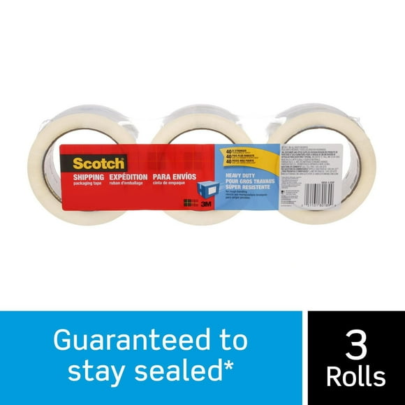 Scotch® Heavy Duty Shipping Packaging Tape 3850-3-ESF-RP4, 1.88 in x 54.60 yd (48 mm x 50 m), 3 Rolls/Pack