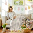 thumbnail image 4 of Throw Blanket Fleece Throw Blanket 50x60in, Spring Easter Bunny Blossom Floral Soft Lightweight Bed Blankets Colorful Egg on Burlap Fuzzy Couch Blankets for All Season, 4 of 9