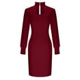 thumbnail image 6 of Elvqul Womens Dresses Long Sleeve Collared Dresses for Women Plus Size Solid Pullover Long Dresses Wine Fashion, 6 of 8