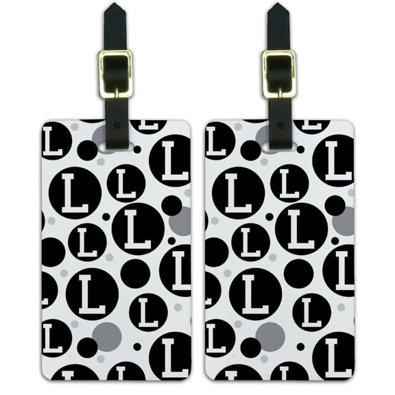 Graphics and More Letter L Initial Black White Luggage Suitcase Carry-On ID Tags Set of 2