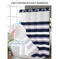 thumbnail image 4 of No Hook Cloth Fabric Shower Curtain with Snap in Liner, Purple Navy Blue Striped Waterproof Shower Curtains Set with See Through Top Window, Abstract Gradient Lines Art Bath Curtains Shower 48"x72", 4 of 6