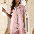 thumbnail image 2 of Women's Satin Nightshirt Short/Long Sleeve Button Down Sleepshirt Silk Pajamas Sleep Shirt Nightgown for Women, 2 of 7