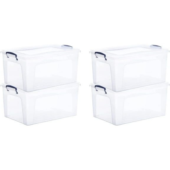 Superio Clear Plastic Storage Bins with Lids, 28.5 Quart (2 Pack), Stackable Storage Container with Latches and Handles
