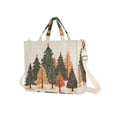 thumbnail image 7 of FORMRS Womens Corduroy Tote Bag Crossbody Shoulder Handbag with Pocket, Brown Christmas Trees, 7 of 7