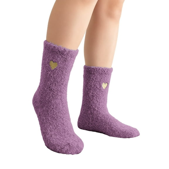 CYSFASHION Fuzzy Socks for Women Compression Home Slipper Winter Fashion Sleeping Trendy Fall Fashion Warmer Christmas Gifts Ankle Socks Purple
