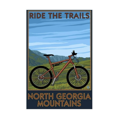 North Georgia Mountains - Mountain Bike Scene - Ride the Trails Print Wall Art By Lantern (Best Bike Trails In Georgia)