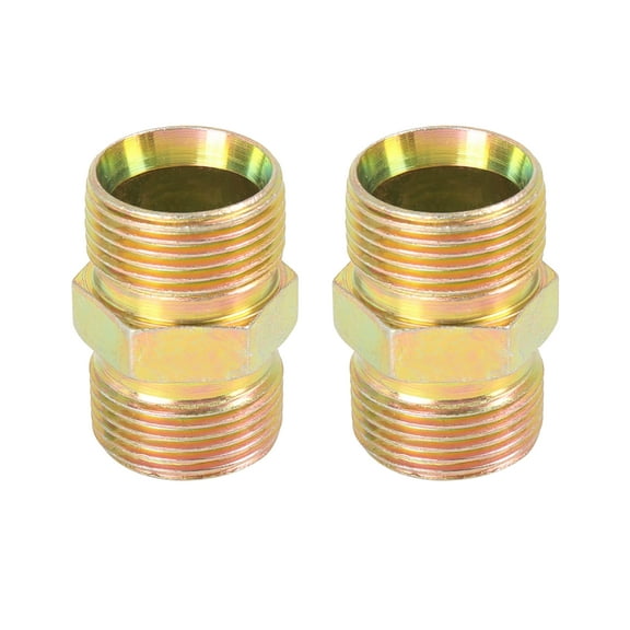 M22x1.5 to M22x1.5 Male Thread Car Straight Iron Hose Pipe Fitting Connector Adapter 2pcs