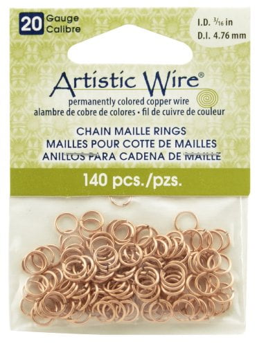 Brass Artistic Wire Beadalon 3/32-inch 200 Piece 20-Gauge Non-Tarnish Chain Maille Rings 