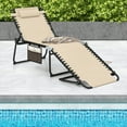 thumbnail image 2 of Topbuy Oversize Folding Chaise Lounge Portable Patio Sun Lounger with Adjustable Backrest Detachable Pillow & Pocket Beige, 2 of 9