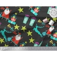 thumbnail image 3 of Soimoi Black Cotton Duck Fabric Santa & Gifts Kids Decor Fabric Printed Yard 42 Inch Wide, 3 of 3