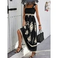 thumbnail image 4 of Women's Smocked Printed Wide Strap Maxi Dress Ruched Sheer Bodice Opaque No Stretch 95% Polyester 5% Elastane Chic, 4 of 26