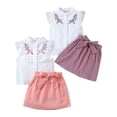 thumbnail image 6 of Gerichy Girls Summer Outfits, Toddler Girls Short Sleeve Baseball Printed T Shirt Pullover Tops Bell Bottoms Pants Kids Outfits, 6 of 6