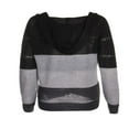 thumbnail image 2 of Women‘s Hooded Sweater Rib Knitted Long Sleeve Loose Fitting Pullover with Hood, 2 of 5