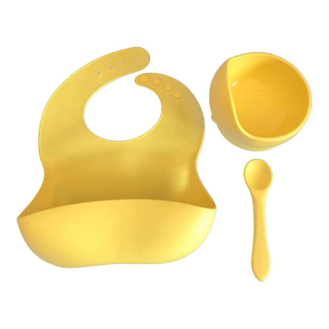 3 uds. De baberos para bebés + plato con ventosa, plato y cuchara, juego impermeable de silicona de grado alimenticio para recién nacidos, baberos ajustables, tabla de alimentación de aprendizaje