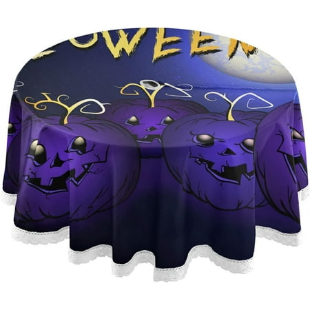 

Hidove Funny Purple Halloween Pumpkin Round Tablecloth 60In Waterproof Table Cloths with Umbrella Hole and Zipper Party Patio Table Covers for Outdoor Backyard /BBQ/Picnic