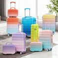 thumbnail image 3 of Gradient Color 2Pcs Luggage Set 14Inch 20Inch PC Hard Shell Spinner Wheel Carry On Suitcase With Combination Lock Navy Light Blue, 3 of 10