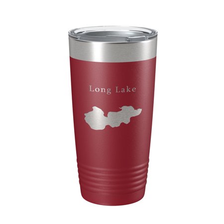 

Long Lake Map Tumbler Travel Mug Insulated Laser Engraved Coffee Cup Minneapolis Minnesota 20 oz Maroon