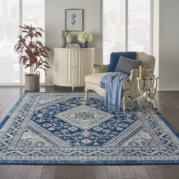 Nourison Persian Vintage Persian Center Medallion Ivory Blue Area Rug