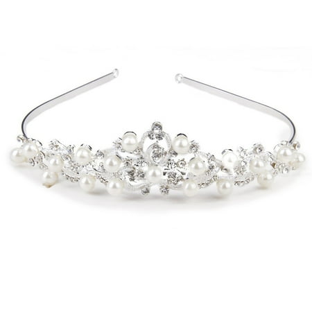 

Rhinestone Faux Pearl Decorated Wedding Bridal Hair Barrettes Hairband Hair Clip Hair Loop Tiara (Sliver)