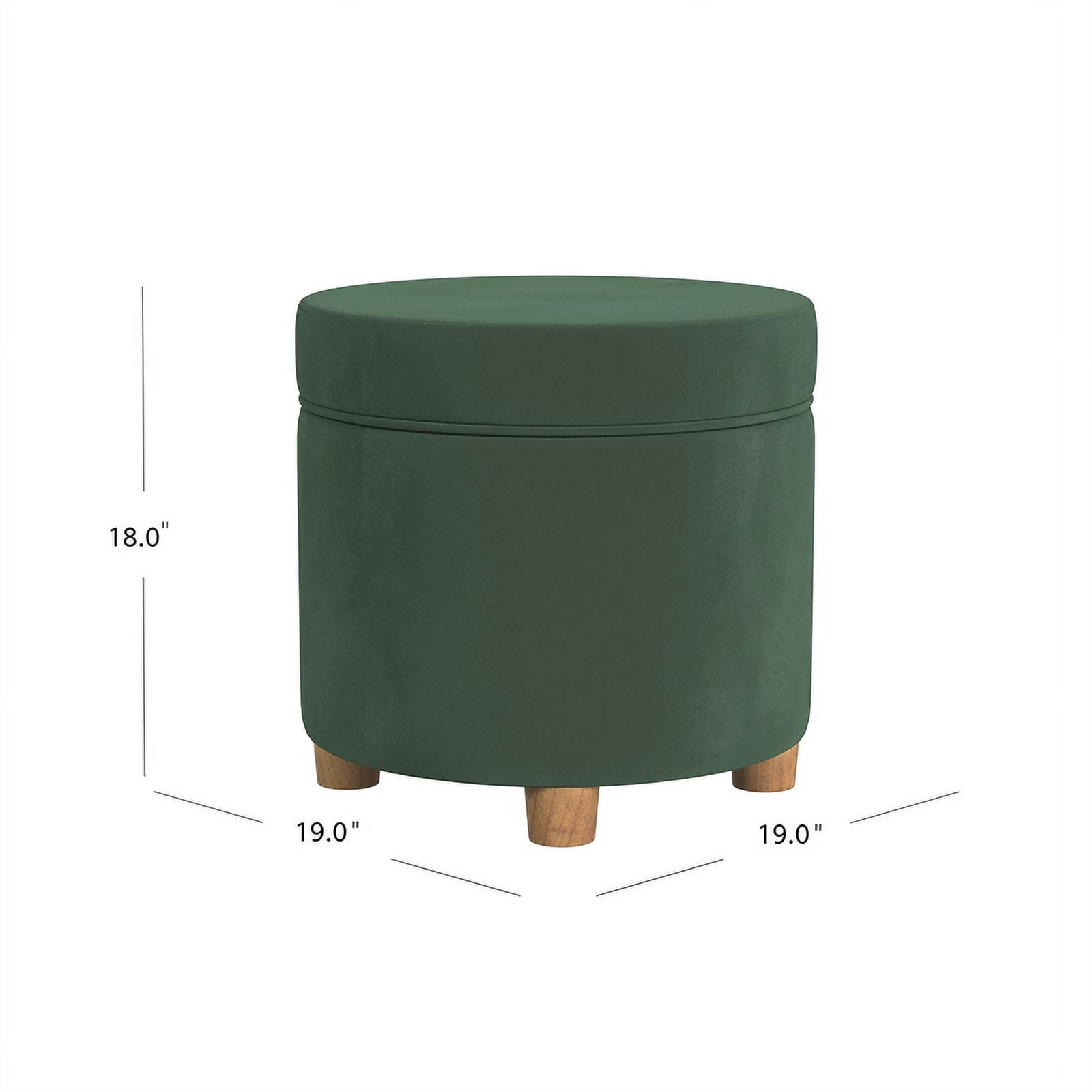 HomePop Round Storage Ottoman, Loden Green Velvet