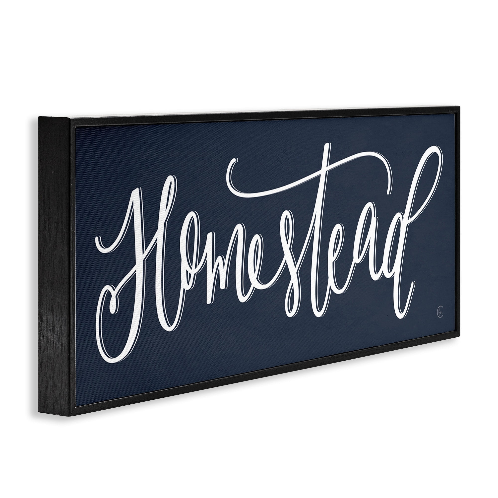 Stupell Industries Homestead Phrase Navy Blue Farmhouse Sign Elegant Typography, 24 x 10, Design by House Fenway