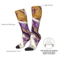 thumbnail image 4 of Pofeuu Purple Gold Marble Swirls Print Stockings, Adult Running Hiking Socks for Youth and Adult, 4 of 6