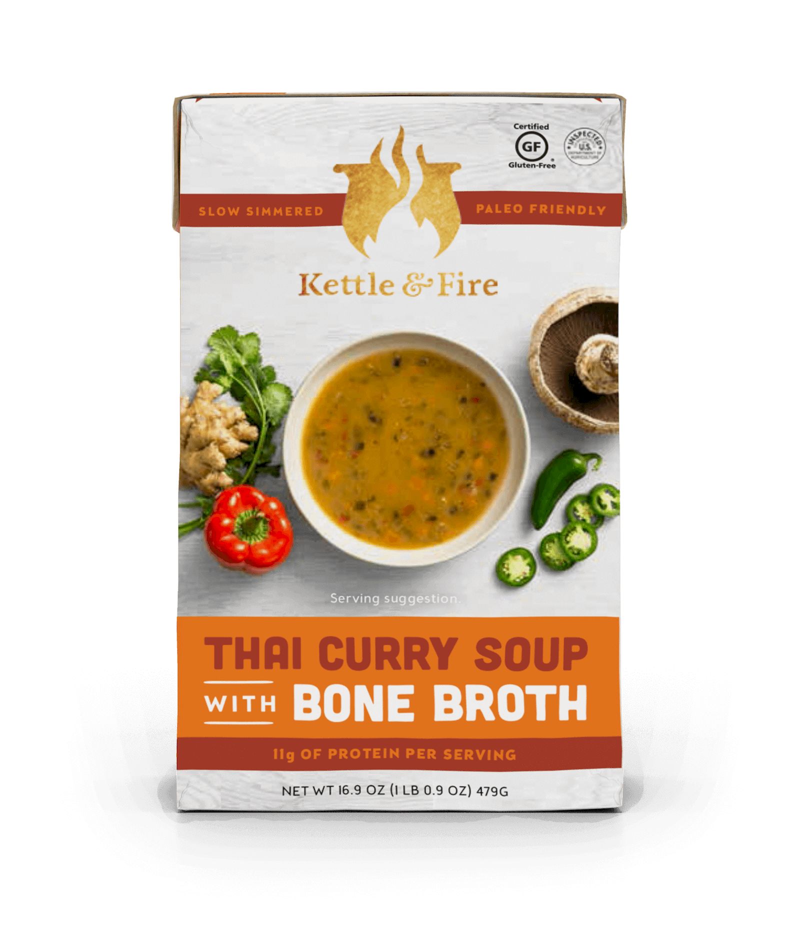 Kettle & Fire Thai Curry Soup with Bone Broth 16.9 oz Tetra Pak Pack