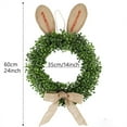 thumbnail image 3 of 24" Easter Bunny Ear Bow Wreath with Flower Ornaments, Large Artificial Green Plant Door Hanging for Home Decoration, Waterproof and Sunproof Spring Holiday Garland, 3 of 9