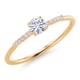 thumbnail image 3 of Gem Stone King 10K Yellow Gold White Moissanite and White Lab Grown Diamond Engagement Ring for Women (0.28 Cttw, Round 4MM, Gemstone Birthstone, Size 7), 3 of 5