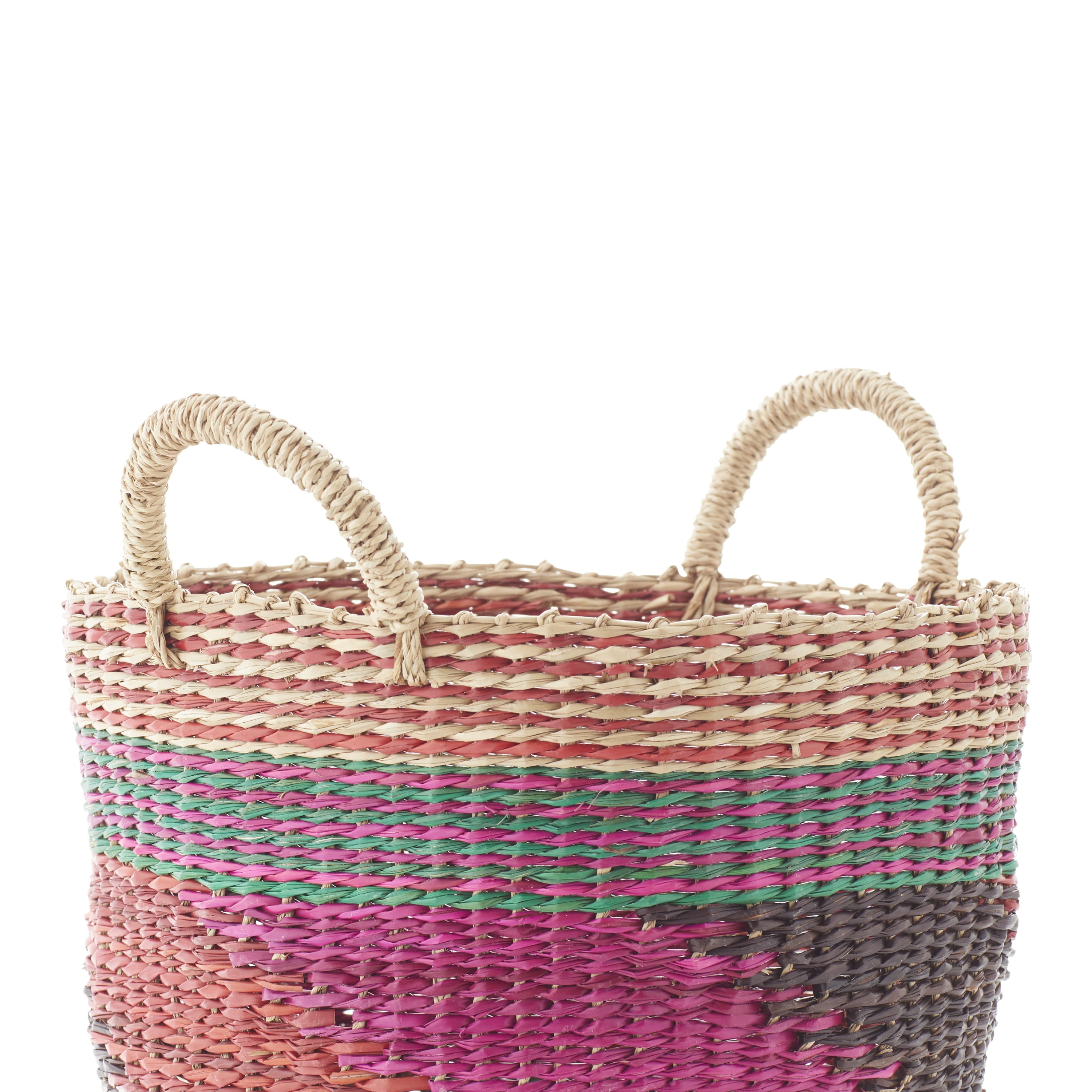 DecMode 15", 17", 20" Pink Sea Grass Eclectic Storage Basket, 3 - Pieces