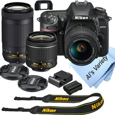 Nikon D7500 DSLR 20.9MP Camera Kit: 18-55mm VR & 70-300mm Zoom Lenses, Wi-Fi, Bluetooth, EXPEED 5, Full HD 1080p