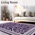 thumbnail image 2 of ODIKA 3'x5' Machine Washable Non-Slip Area Rug, Bordered Maze Interlocking Diagonal Symmetrical Decorative High Traffic Rug, Purple, 585525, 2 of 7