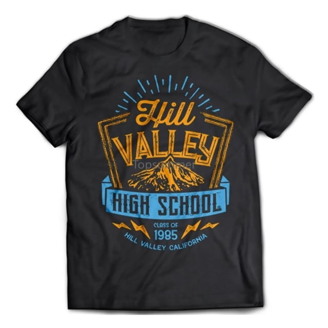 Camiseta para hombre 9137 Hill Valley High Regreso al futuro Flux, divertida camiseta novedosa para mujer