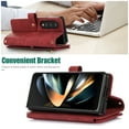 thumbnail image 6 of Dteck for Samsung Galaxy Z Fold3 Crossbody Wallet Case with Card Holder Zipper Pocket Lanyard Shoulder Strap, PU Leather Shockproof Protective Flip Cover for Galaxy Z Fold3 5G,Red, 6 of 9