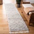 thumbnail image 2 of SAFAVIEH Pro Lux Marie Geometric Shag Runner Rug, Ivory/Light Grey, 2'6" x 12', 2 of 7