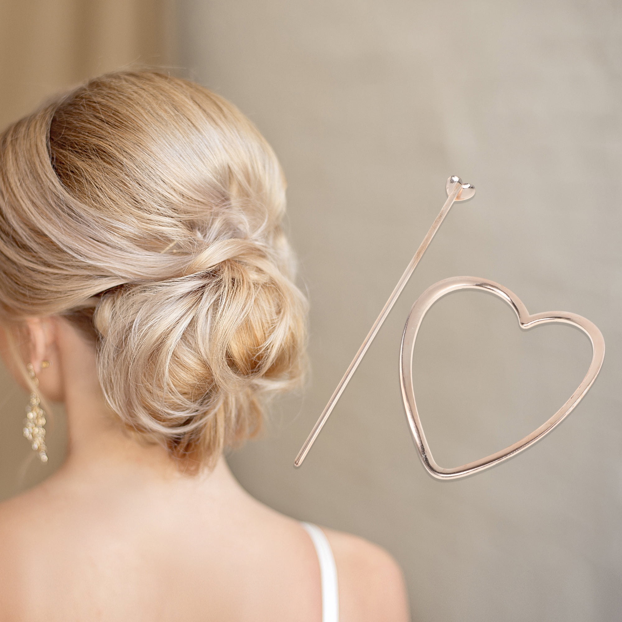 Unique Bargains No Slip Semicircle Hair Chopstick for Women 1 Pc Rose Gold Tone