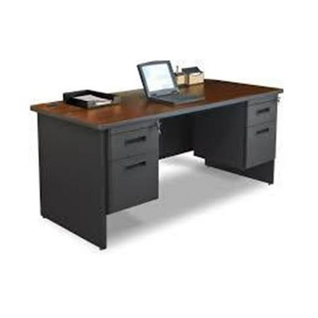 - Pronto PRNT2BKMAF1201 72 in. Single File Desk with Storage Shelf, Black & Mahogany - Windblown
