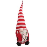 Holiday Time Fabric Gnome with Gift ornament, 8 inches H, Red/White