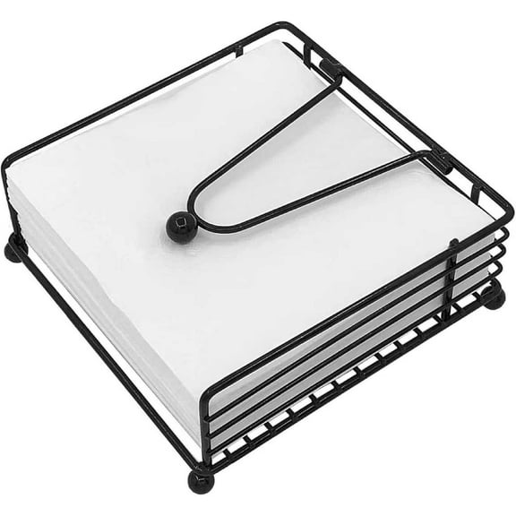 Napkin Holder for Table, Flat Napkin Holder with Weighted Arm, Square Paper Napkin Holders, Elegant Rustic Iron Metal, Modern Napkin Holder for Kitchen, Restaurant, Farmhouse, Dinner, Outdoor