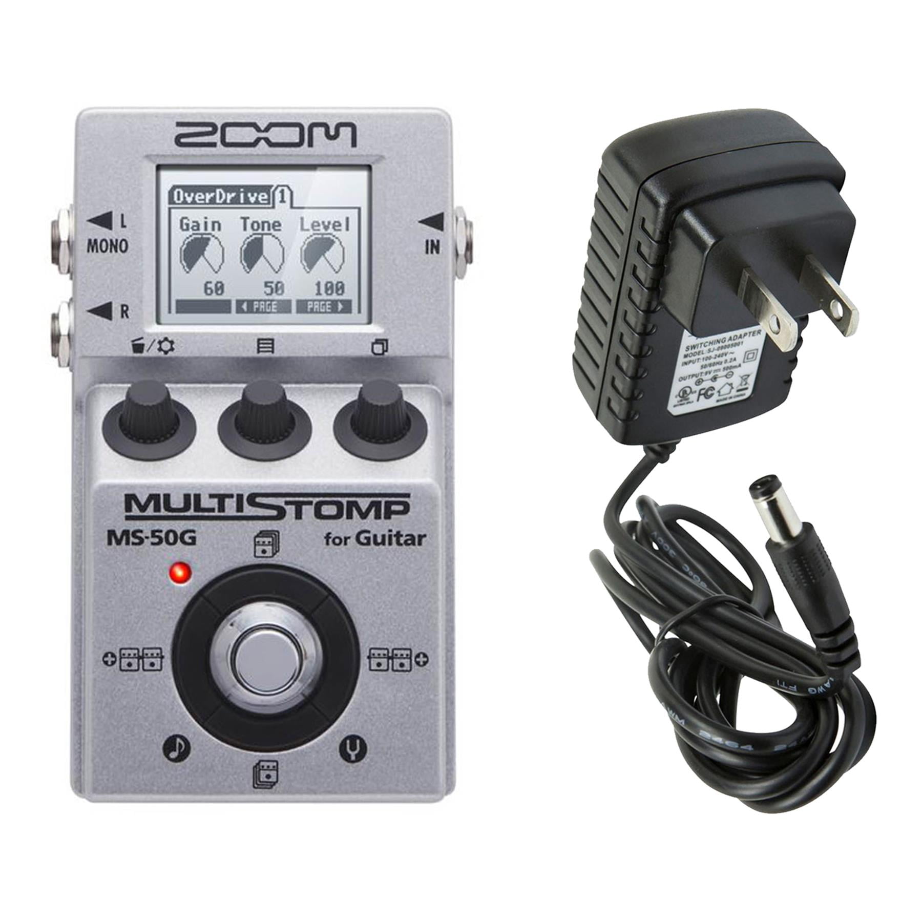 Zoom MS-50G MultiStomp Guitar Pedal w/ 9V Power Supply Bundle