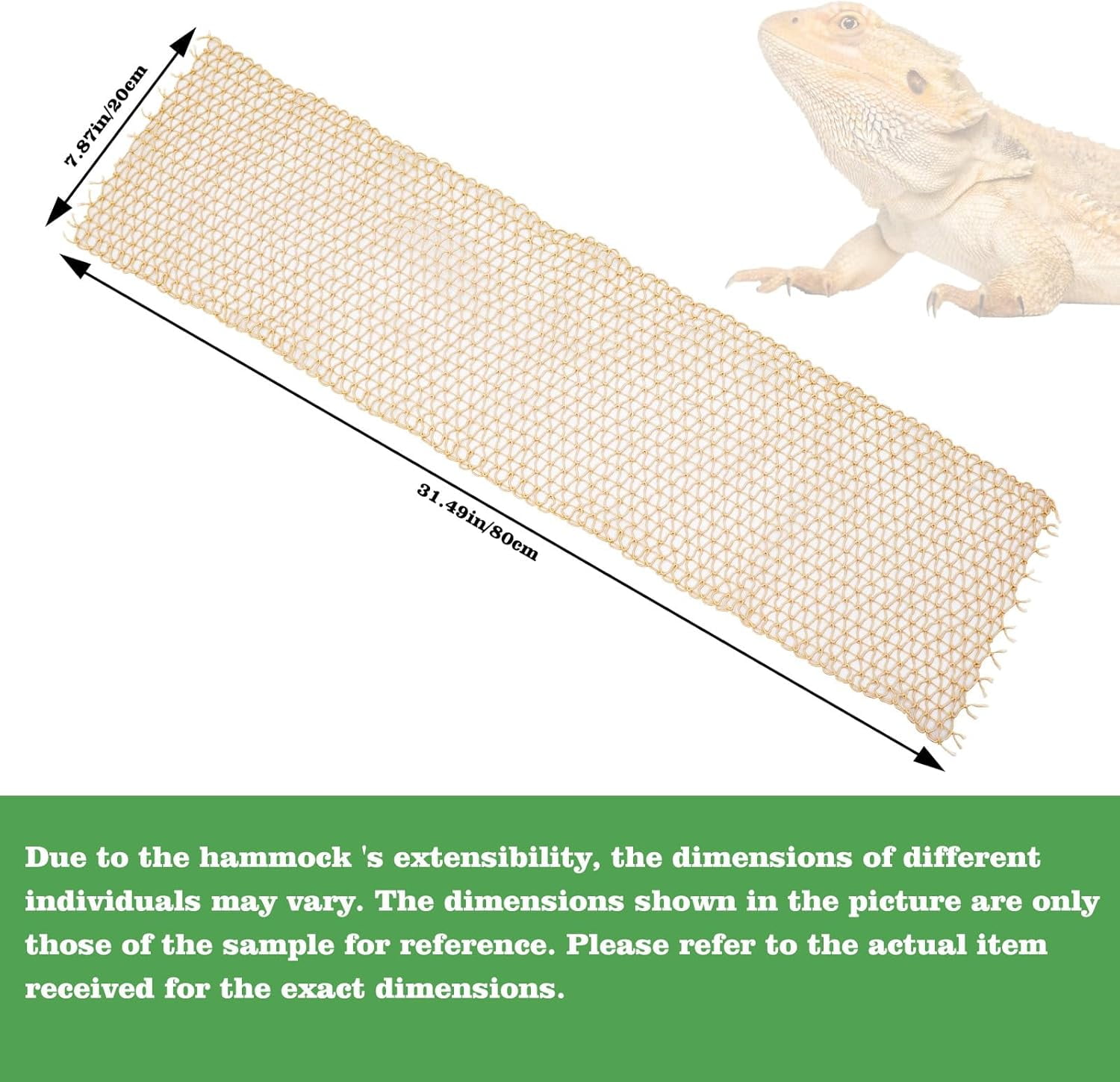 Collapsible Reptile Hammock with Suction Cups, Breathable Climbing Net Lounger for Bearded Dragon, Gecko, Snake, Hermit Crab, Reptile Tank Accessories