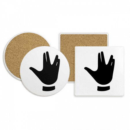 

Gesture Pattern Black Outline Coaster Cup Mug Holder Absorbent Stone Cork Base Set